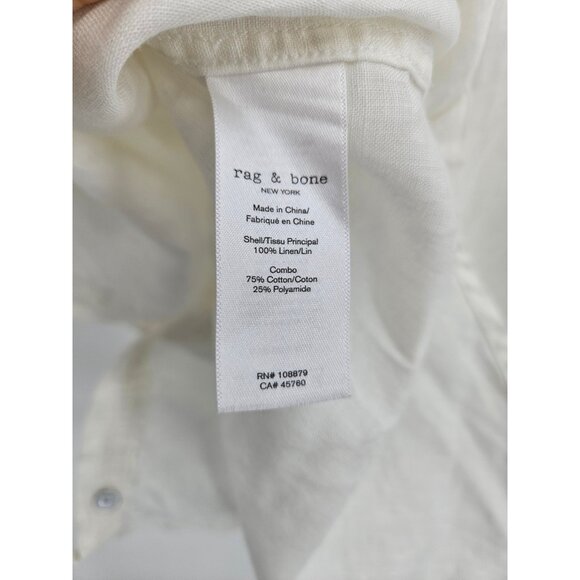 Rag & Bone White Linen Shirt Mens XL Button Front Short Sleeve - Picture 4 of 5